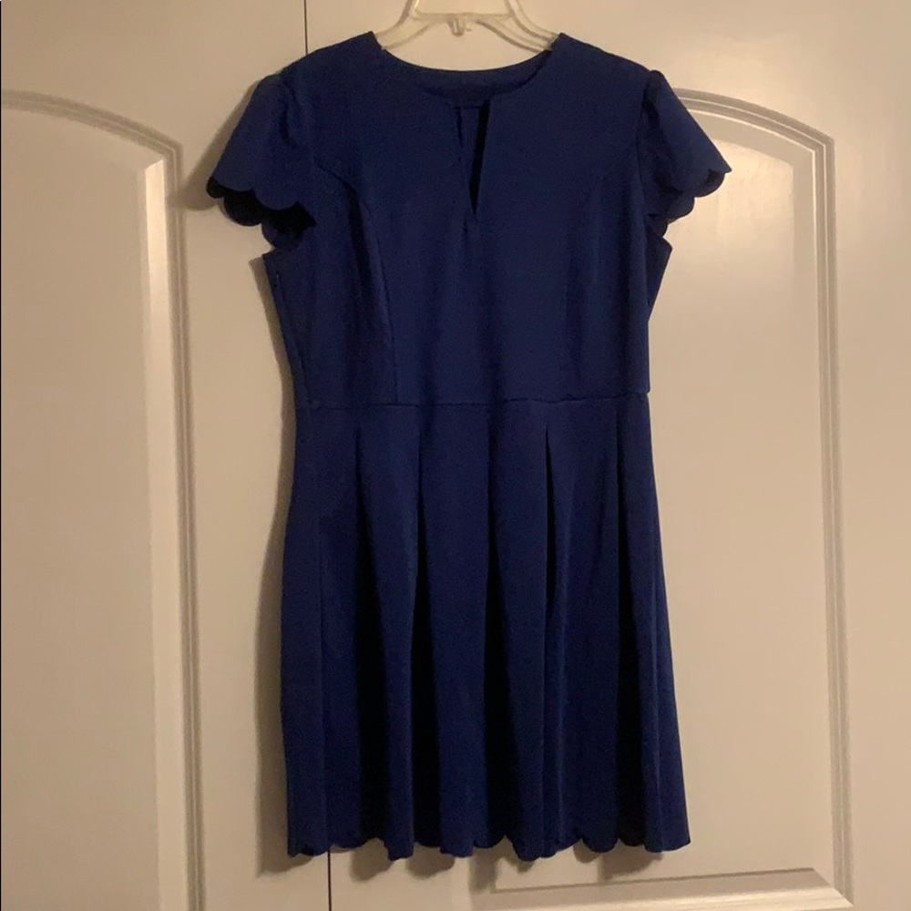Amazon Blue Scalloped Sleeve and Hem Dress
